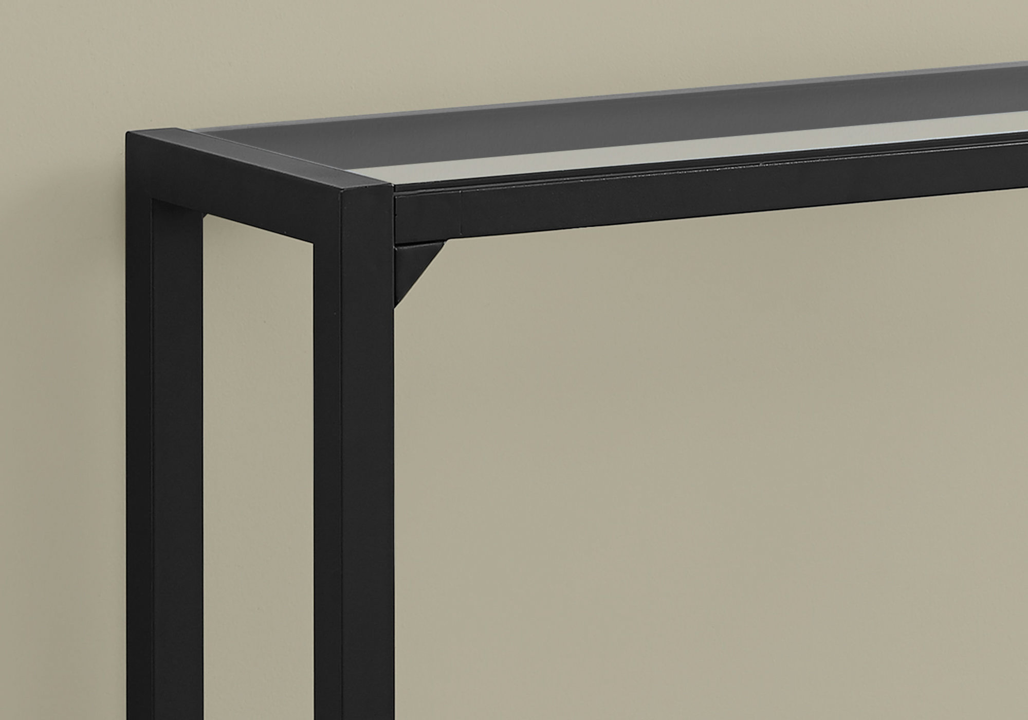 CONSOLE TABLE - 42"L / BLACK / TEMPERED GLASS